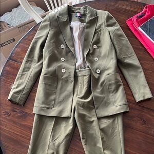 Olive Green Double-Breasted Suit